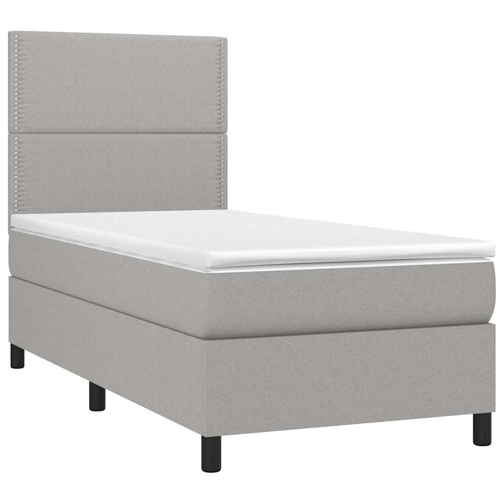 Világosszürke szövet rugós és LED-es ágy matraccal 100x200 cm 3