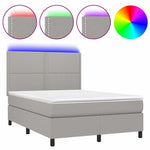 Sötétszürke szövet rugós és LED-es ágy matraccal 140x190 cm 2