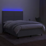 Sötétszürke szövet rugós és LED-es ágy matraccal 140x190 cm 4