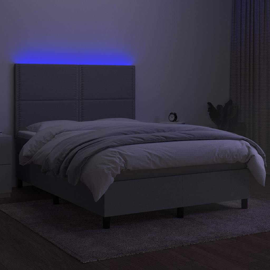 Sötétszürke szövet rugós és LED-es ágy matraccal 140x190 cm 4