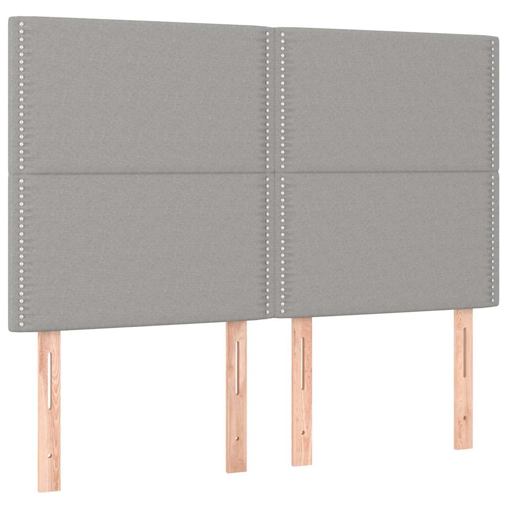 Sötétszürke szövet rugós és LED-es ágy matraccal 140x190 cm 7