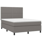 Sötétszürke szövet rugós és LED-es ágy matraccal 140x190 cm 3