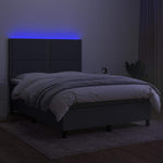 Sötétszürke szövet rugós és LED-es ágy matraccal 140x190 cm 4