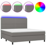 Sötétszürke szövet rugós és LED-es ágy matraccal 180 x 200 cm 2
