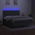 Sötétszürke szövet rugós és LED-es ágy matraccal 180 x 200 cm 4