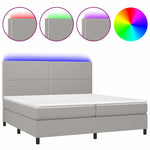 Világosszürke szövet rugós és LED-es ágy matraccal 200x200 cm 2