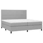 Világosszürke szövet rugós és LED-es ágy matraccal 200x200 cm 3