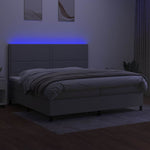 Világosszürke szövet rugós és LED-es ágy matraccal 200x200 cm 4