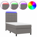 Sötétszürke szövet rugós és LED-es ágy matraccal 90x190 cm 2