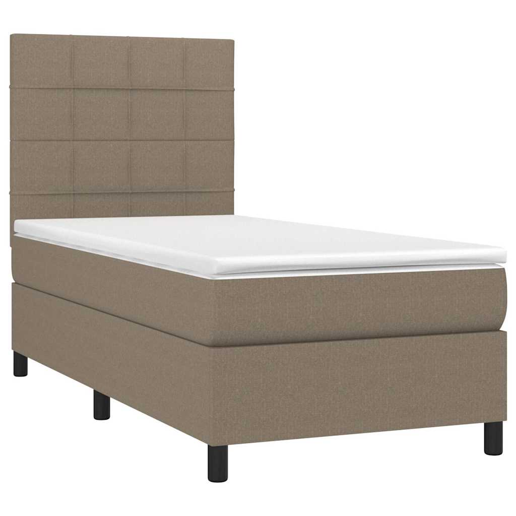 Tópszínű szövet rugós és LED-es ágy matraccal 90x200 cm 3