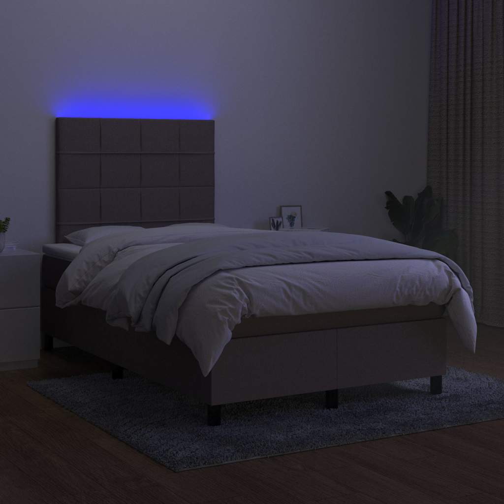 Tópszínű szövet rugós és LED-es ágy matraccal 120 x 200 cm 4