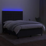 Fekete szövet rugós és LED-es ágy matraccal 140x190 cm 4