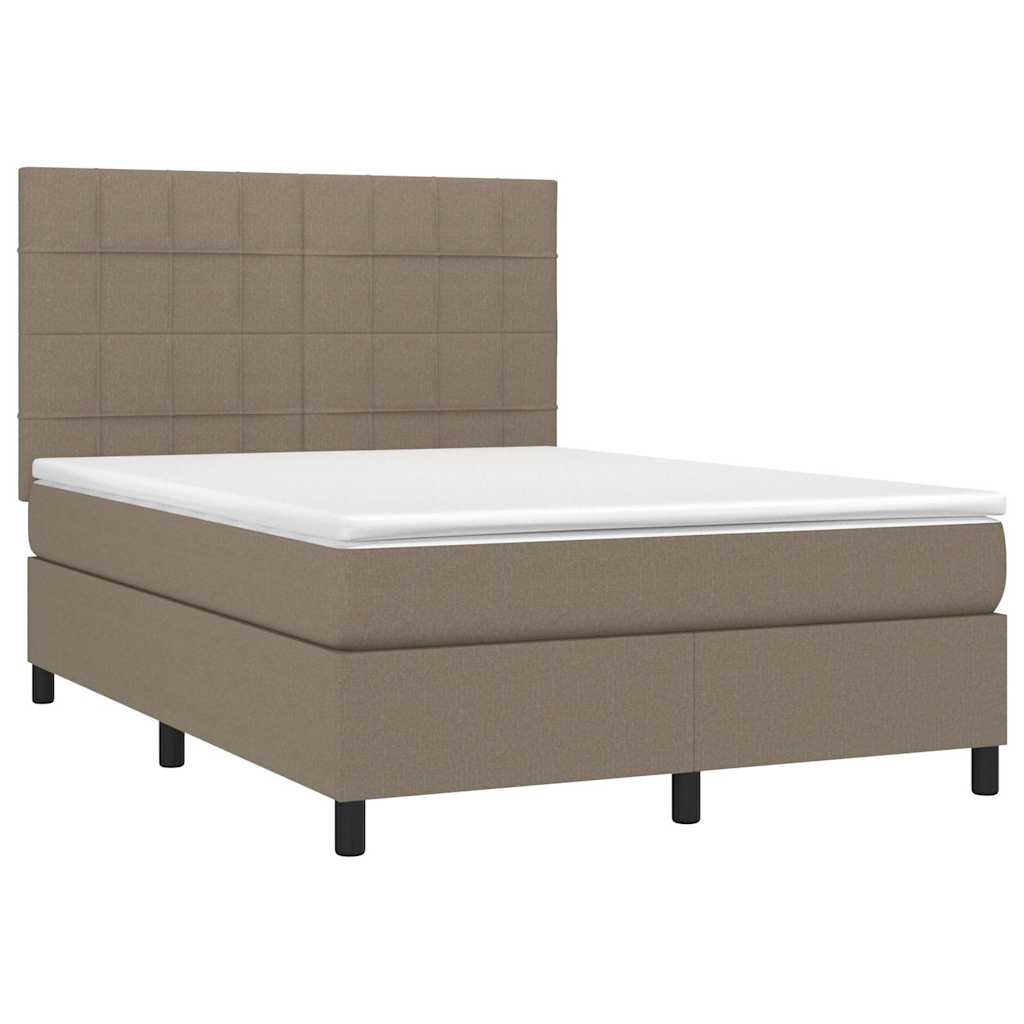 Tópszínű szövet rugós és LED-es ágy matraccal 140x190cm 3