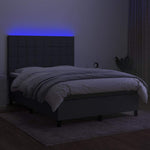 Sötétszürke szövet rugós és LED-es ágy matraccal 140x200 cm 4