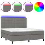 Sötétszürke szövet rugós és LED-es ágy matraccal 160x200 cm 2
