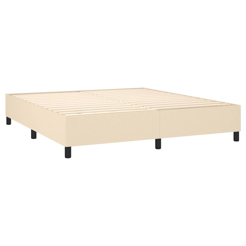 Krémszínű szövet rugós és LED-es ágy matraccal 160x200 cm 5