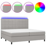 Világosszürke szövet rugós és LED-es ágy matraccal 200x200 cm 2