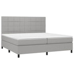 Világosszürke szövet rugós és LED-es ágy matraccal 200x200 cm 3