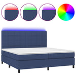 Kék szövet rugós és LED-es ágy matraccal 200 x 200 cm 2