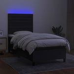 Fekete szövet rugós és LED-es ágy matraccal 80 x 200 cm 4