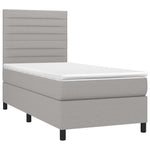 Világosszürke szövet rugós és LED-es ágy matraccal 90x190 cm 3