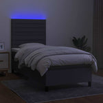 Sötétszürke szövet rugós és LED-es ágy matraccal 90x190 cm 4