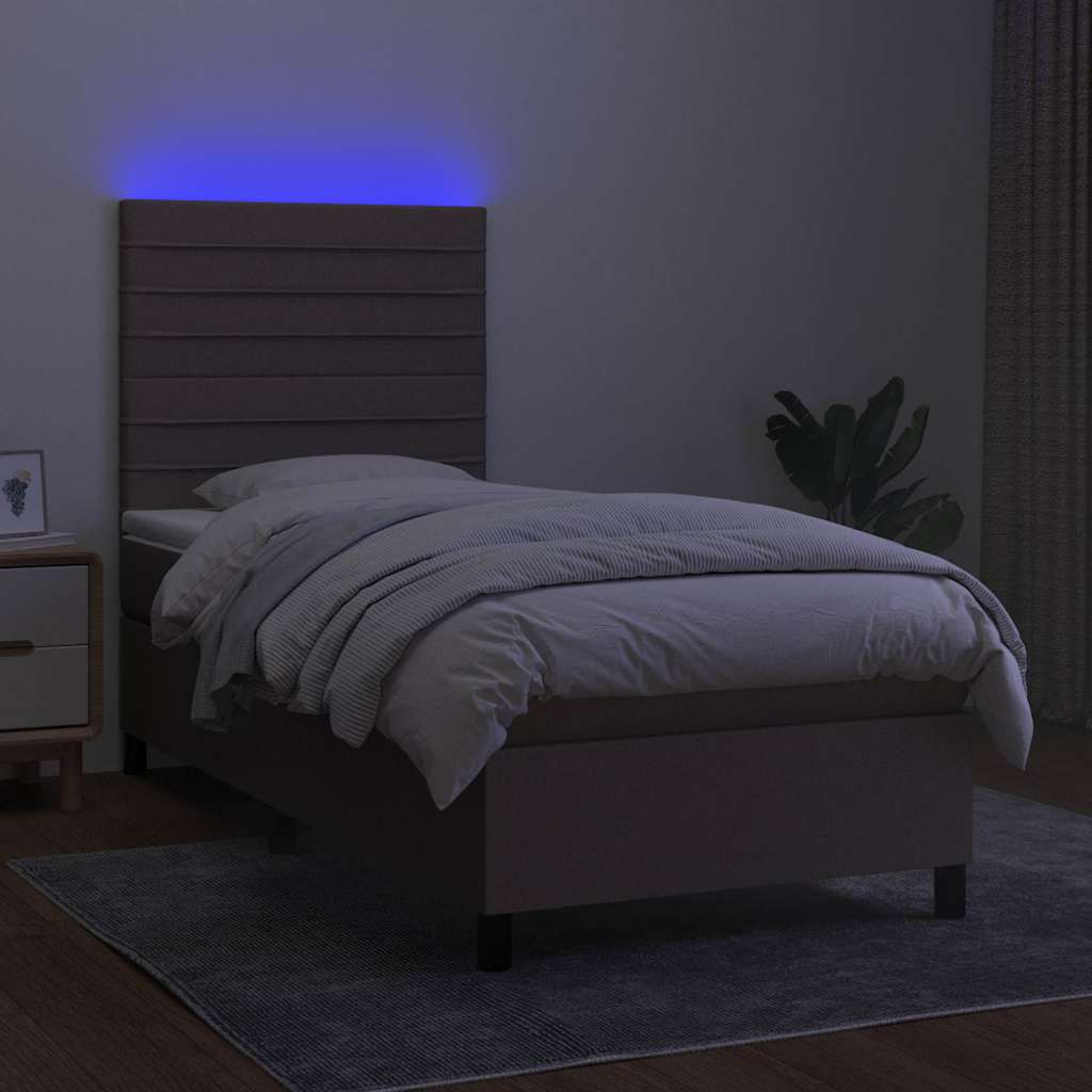 Tópszínű szövet rugós és LED-es ágy matraccal 90x200 cm 4