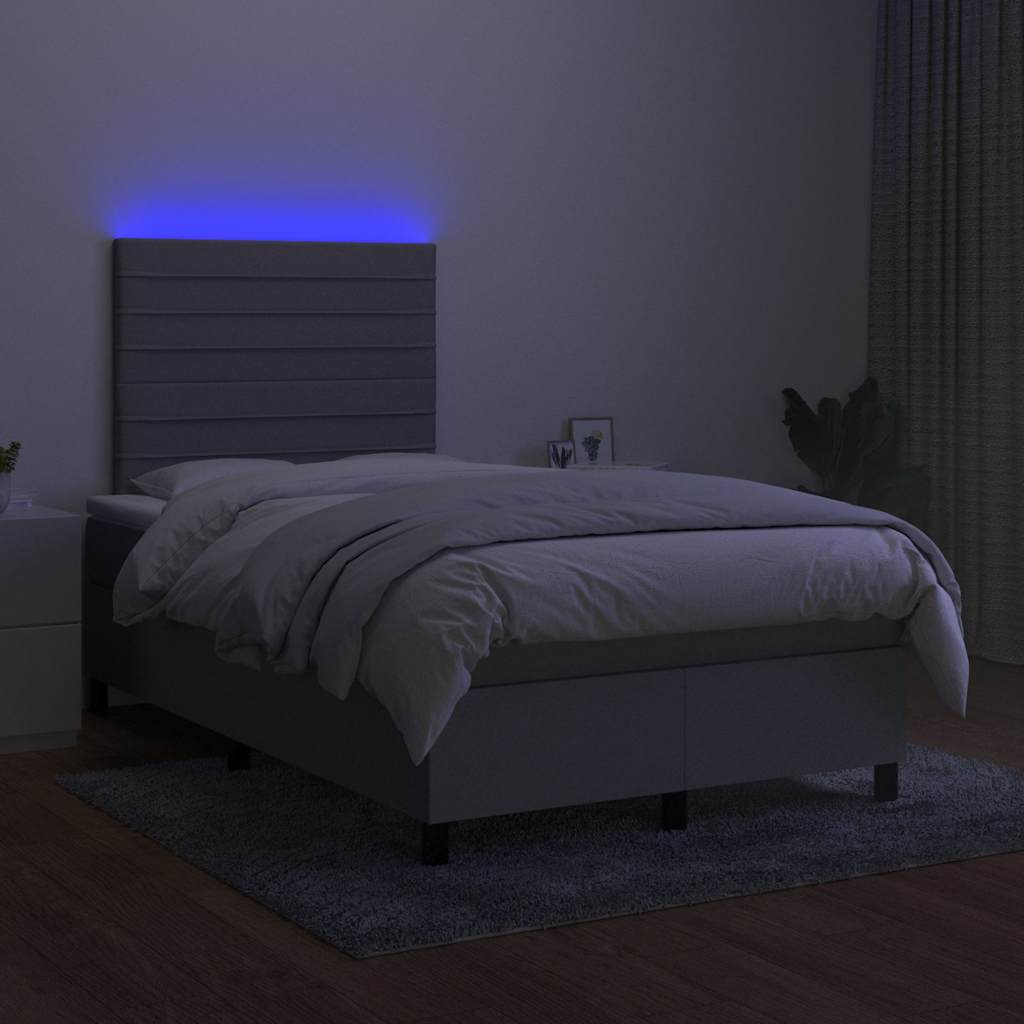 Világosszürke szövet rugós és LED-es ágy matraccal 120 x 200 cm 4