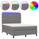 Sötétszürke szövet rugós és LED-es ágy matraccal 140x200 cm 2