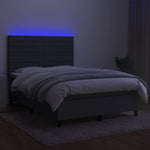 Sötétszürke szövet rugós és LED-es ágy matraccal 140x200 cm 4