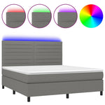 Sötétszürke szövet rugós és LED-es ágy matraccal 160x200 cm 2