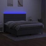Sötétszürke szövet rugós és LED-es ágy matraccal 160x200 cm 4