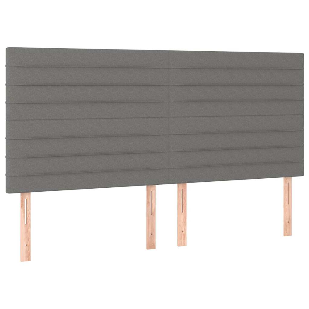 Sötétszürke szövet rugós és LED-es ágy matraccal 160x200 cm 7