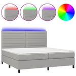 Világosszürke szövet rugós és LED-es ágy matraccal 200x200 cm 2