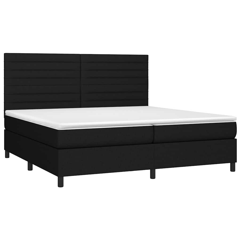 Fekete szövet rugós és LED-es ágy matraccal 200x200 cm 3