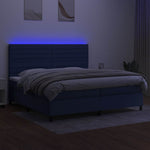 Kék szövet rugós és LED-es ágy matraccal 200 x 200 cm 4
