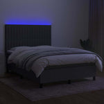 Sötétszürke szövet rugós és LED-es ágy matraccal 140x200 cm 4
