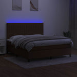 Barna szövet rugós és LED-es ágy matraccal 180 x 200 cm 4