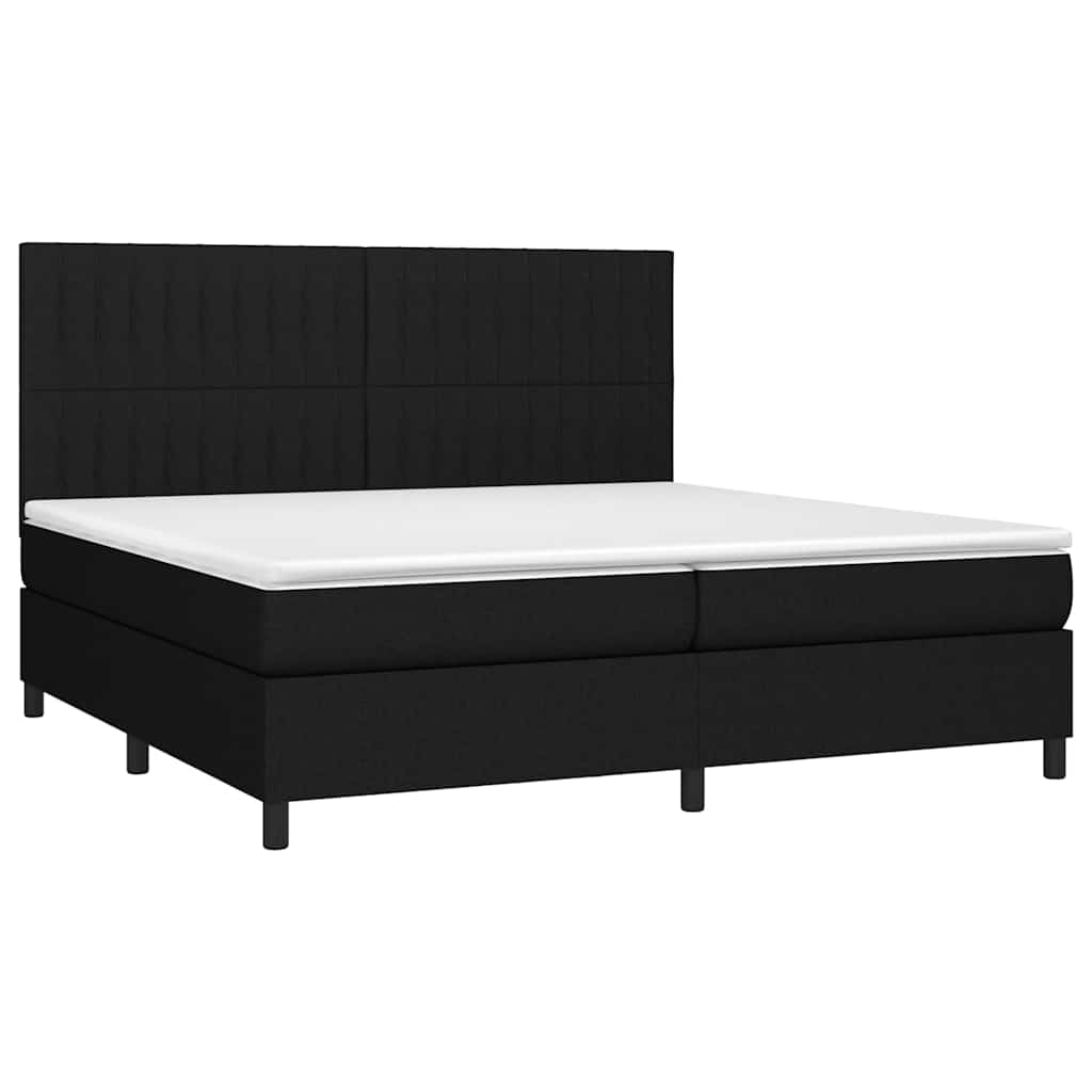 Fekete szövet rugós és LED-es ágy matraccal 200x200 cm 3