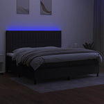 Fekete szövet rugós és LED-es ágy matraccal 200x200 cm 4
