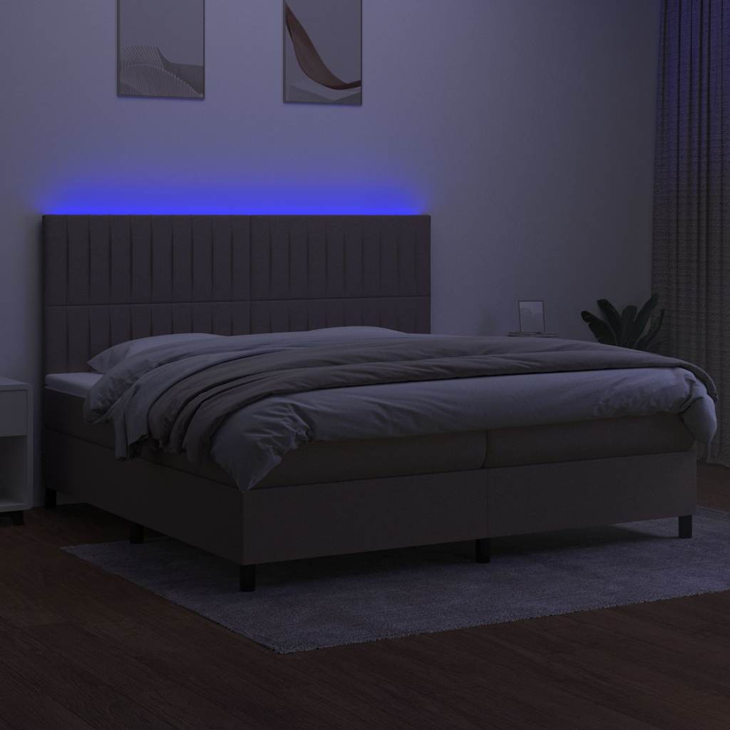 Tópszínű szövet rugós és LED-es ágy matraccal 200 x 200 cm 4