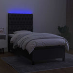 Fekete szövet rugós és LED-es ágy matraccal 80 x 200 cm 4