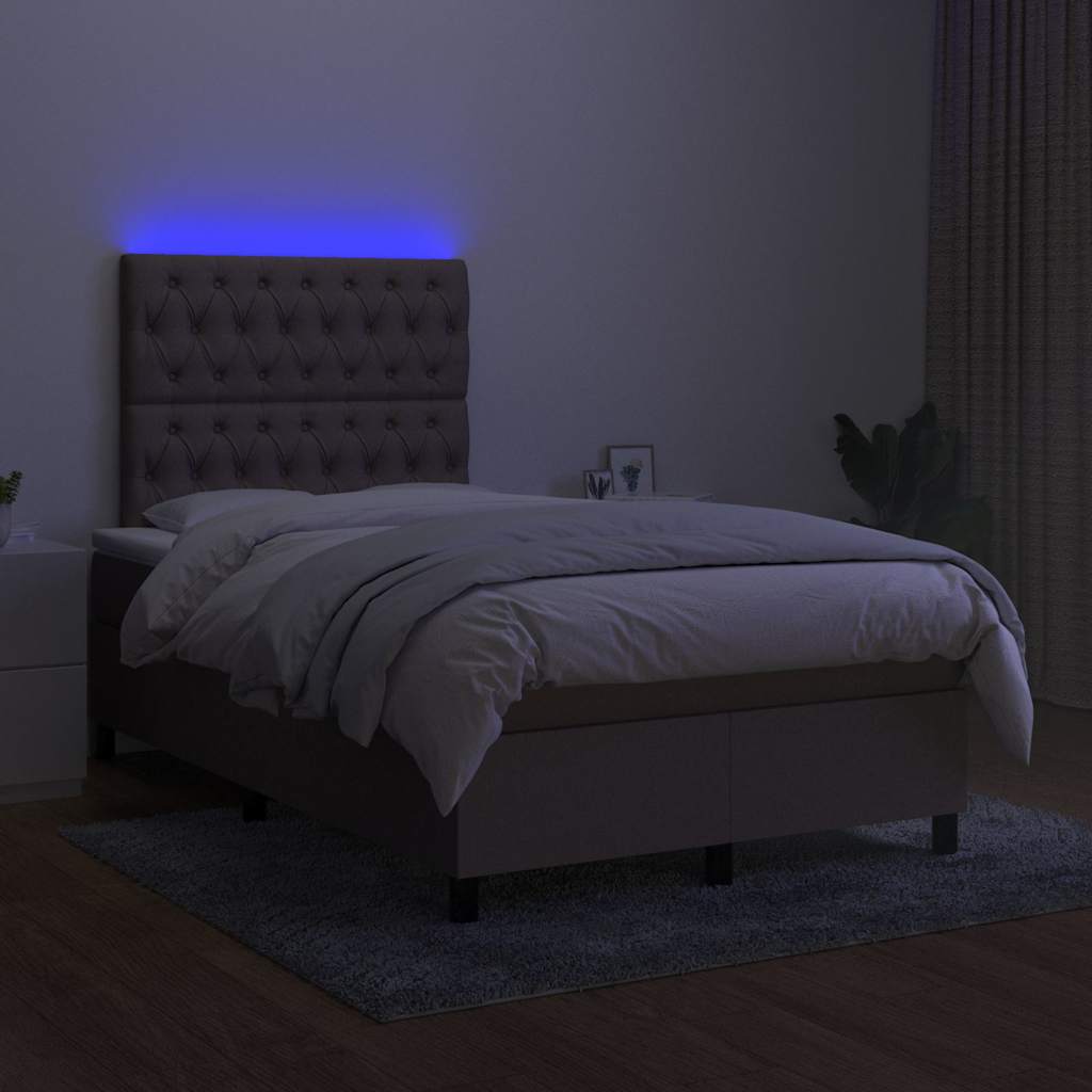Tópszínű szövet rugós és LED-es ágy matraccal 120 x 200 cm 4