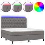 Sötétszürke szövet rugós és LED-es ágy matraccal 180 x 200 cm 2