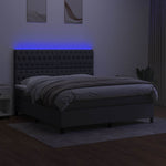 Sötétszürke szövet rugós és LED-es ágy matraccal 180 x 200 cm 4