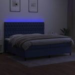 Kék szövet rugós és LED-es ágy matraccal 200 x 200 cm 4