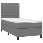 Sötétszürke szövet rugós és LED-es ágy matraccal 100x200 cm 3