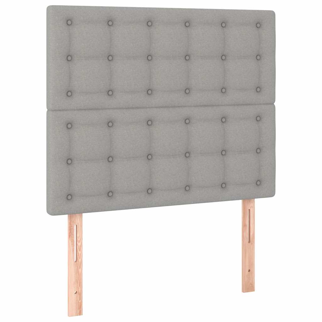 Világosszürke szövet rugós és LED-es ágy matraccal 120 x 200 cm 7