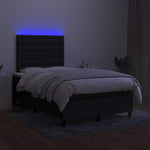 Fekete szövet rugós és LED-es ágy matraccal 120 x 200 cm 4