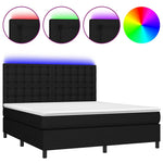 Fekete szövet rugós és LED-es ágy matraccal 160x200 cm 2